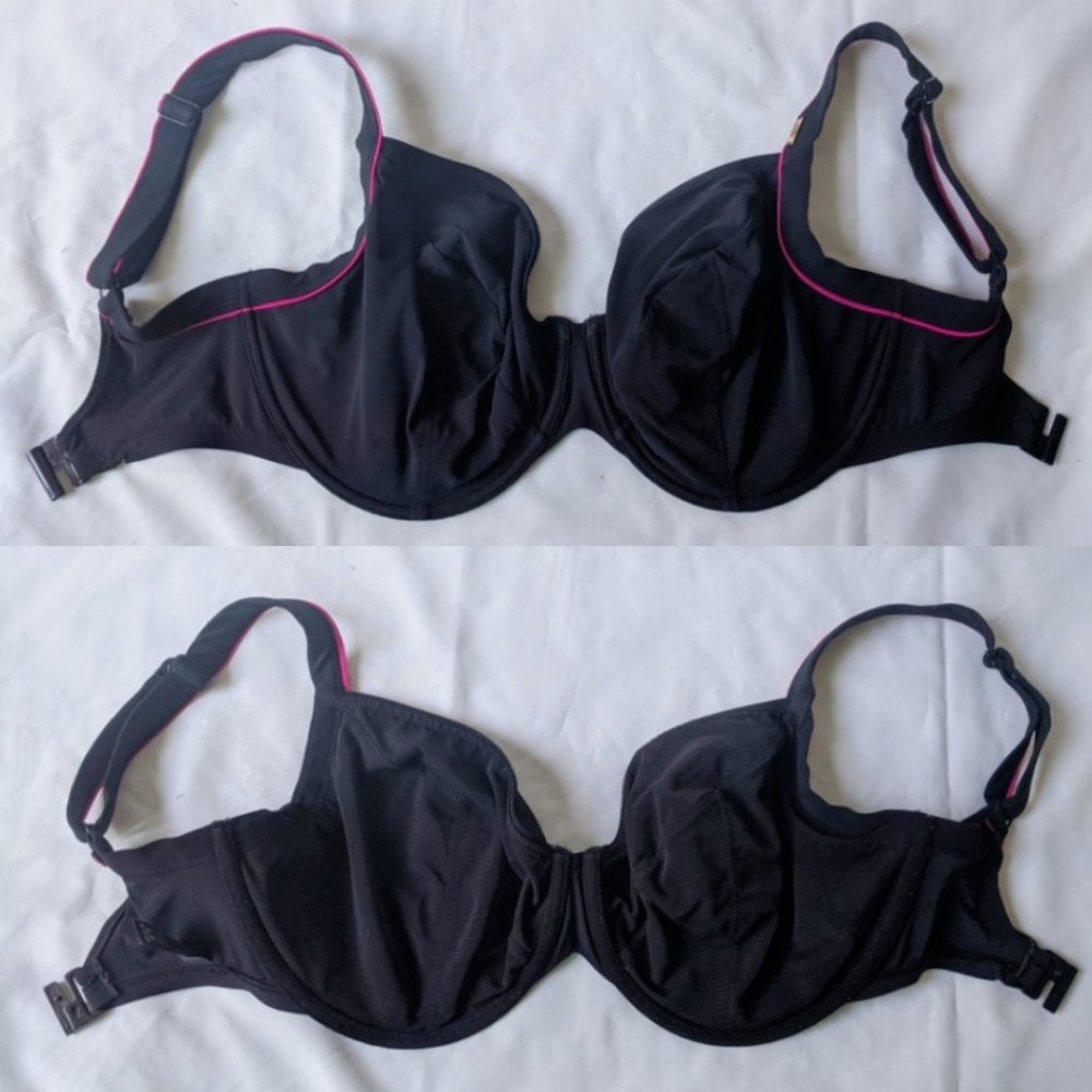 Panache Grace Plunge Bikini Top Black/Pink UK 30J - Picture 4 of 5